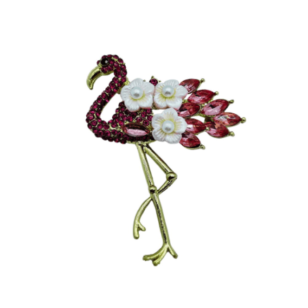 Pembe Zarafet Flamingo Broşu
